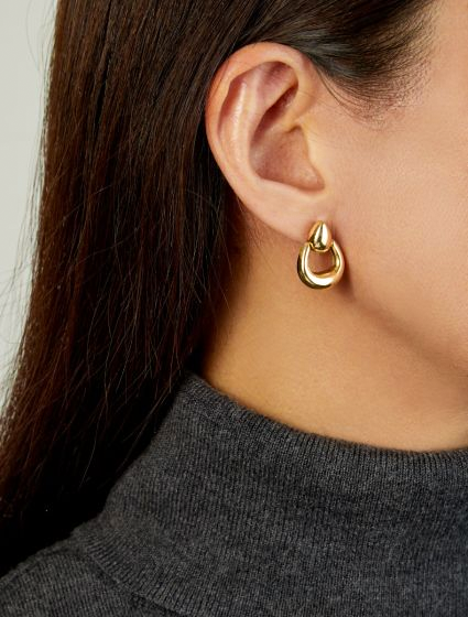 Sculpted Door Knocker Earrings with model